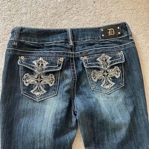 Y2k rhinestone low waist skinny jeans with rips and distressed